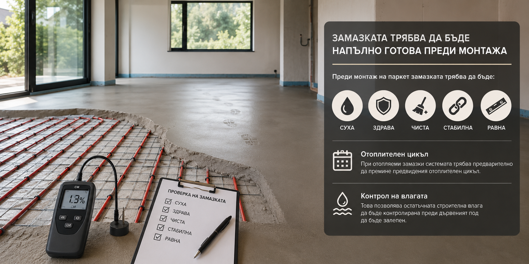 The subfloor must be completely ready before installation